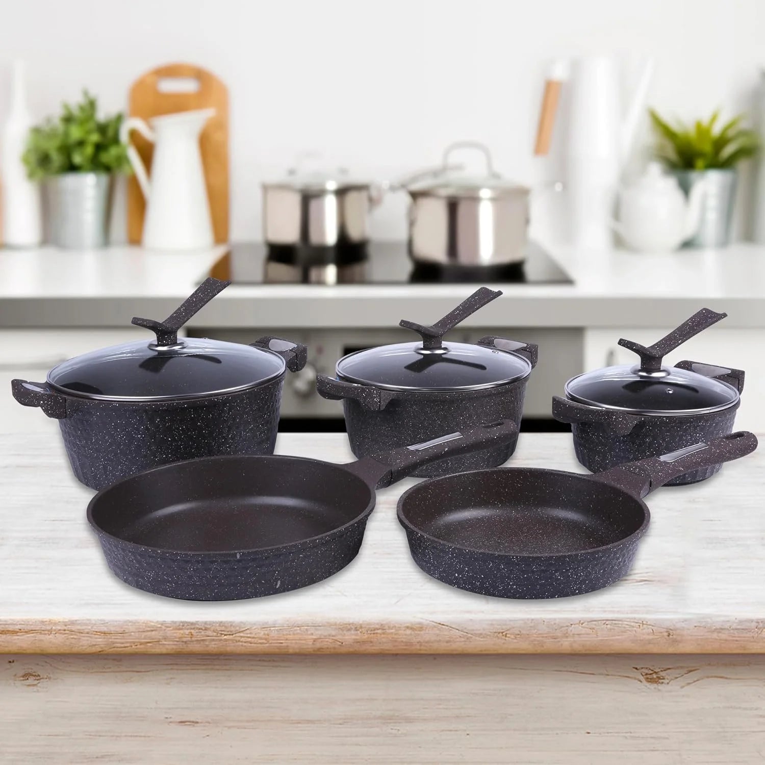 Nonstick Cookware Set 8 Piece, Dishwasher Safe, Black B4303
