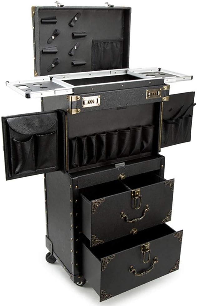 Lockable Makeup Train Case with Hair Dryer Holder Z144708