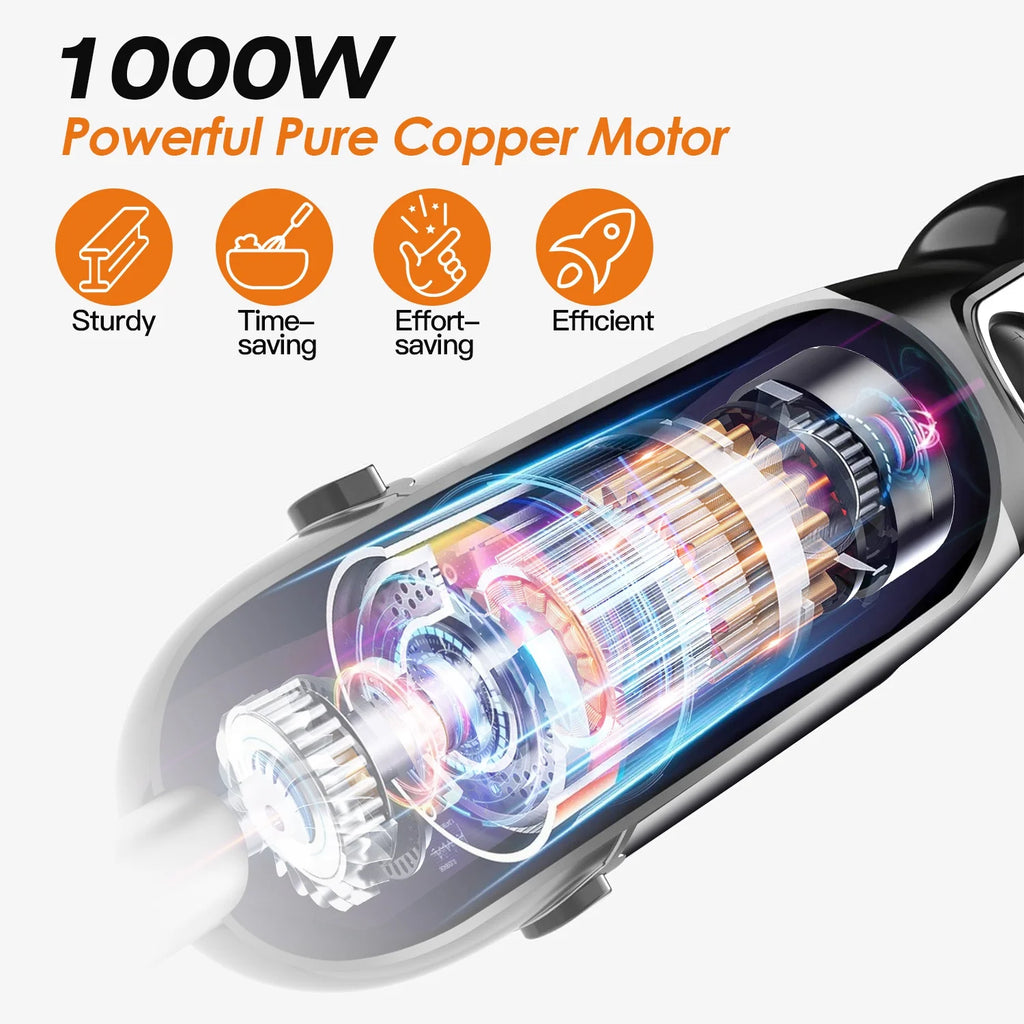 Immersion Hand Blender, 1000W Stainless Steel with 12 Speeds and Chopper P6192