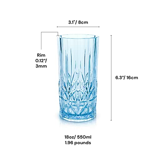 Shatterproof Tritan Tall Tumbler Set of 4, 18oz, BPA Free, Dishwasher Safe G846
