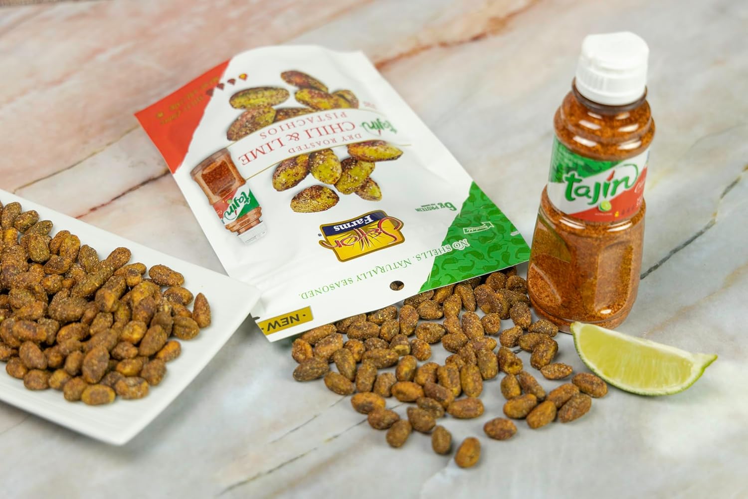 Seasoned Pistachio Kernels, Chili Lime, No Shells, 5 Oz Bag V97842