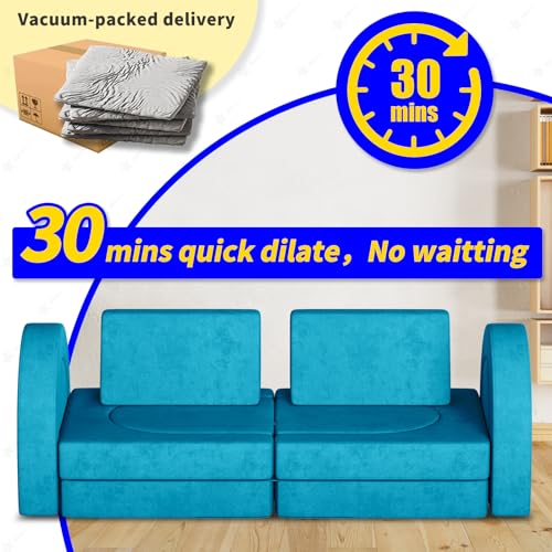 Modular Kids Play Couch with Triangular Cushions and Arches, Gray X365274