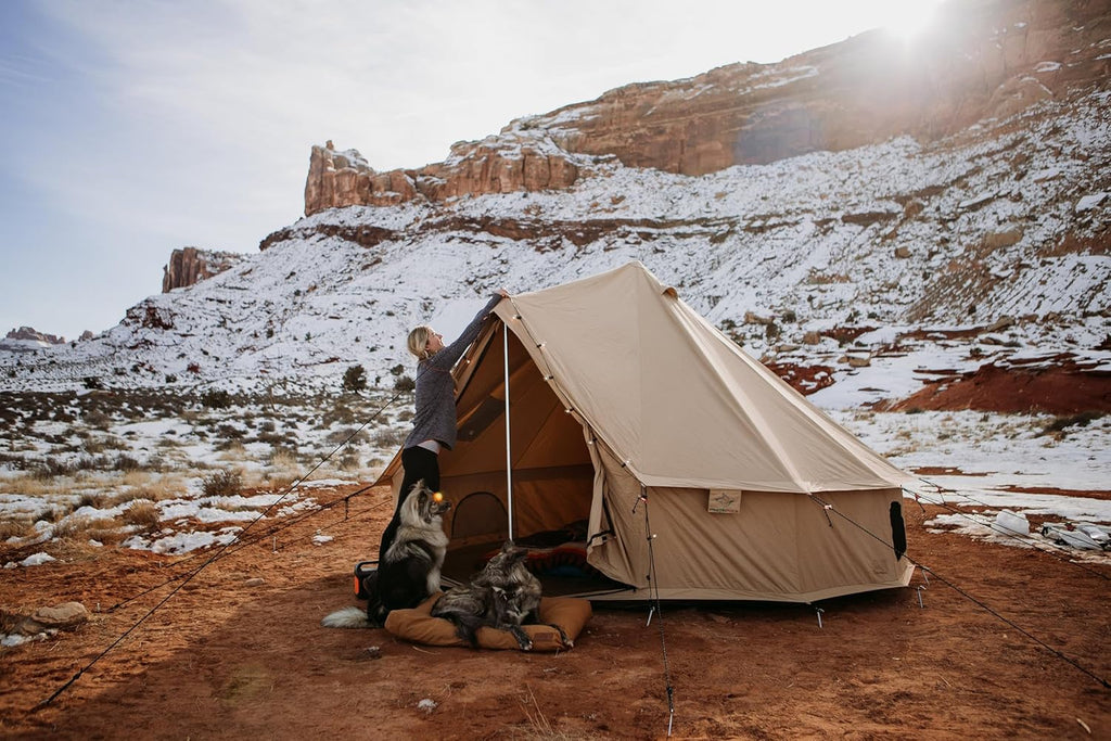 Canvas Bell Tent with Stove Jack, Waterproof, 4 Season Camping N994