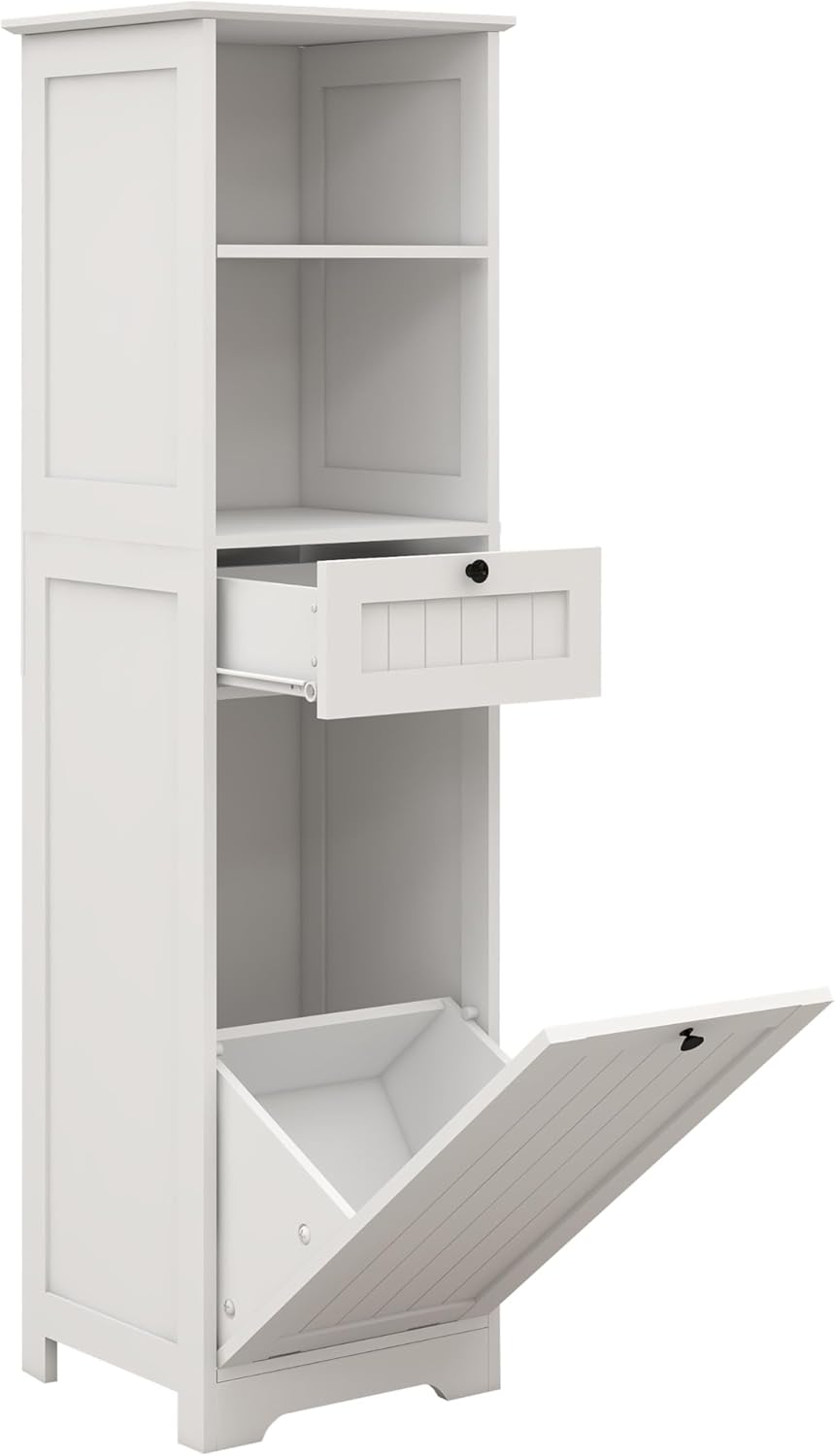 Laundry Sorter Cabinet with Tilt-Out Basket Drawer, White E15416
