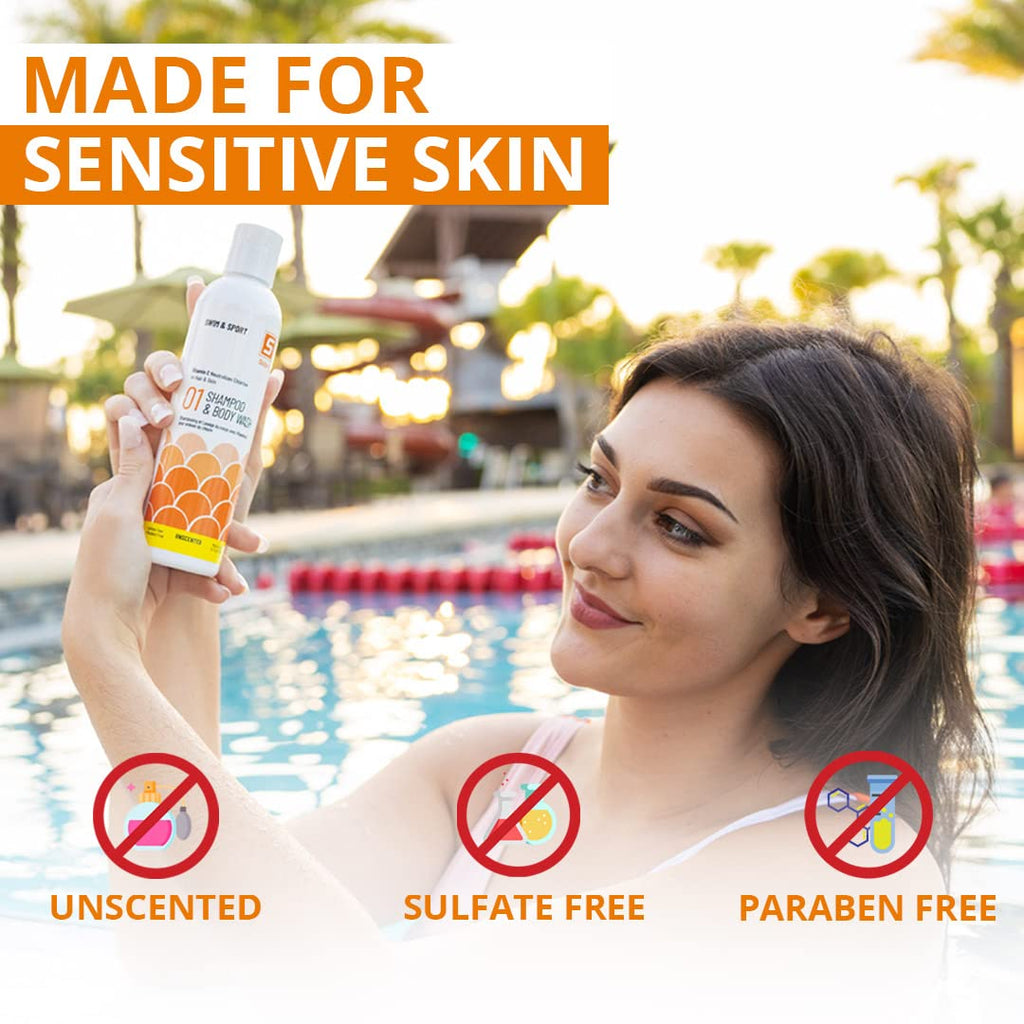 Chlorine Swim Shampoo and Body Wash Unscented with Vitamin C O621