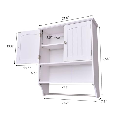 Bathroom Wall Cabinet with Towel Bar, Over The Toilet Storage R7272