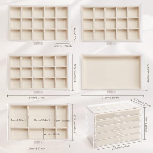 Clear Jewelry Box with 5 Drawers, Acrylic Earring and Ring Organizer H103003