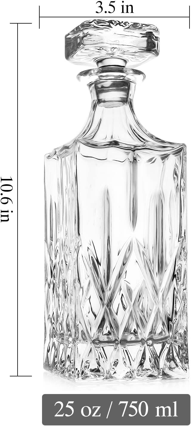 Whiskey Decanter with Glass Stopper, 25 oz Lead-Free Crystal G97008