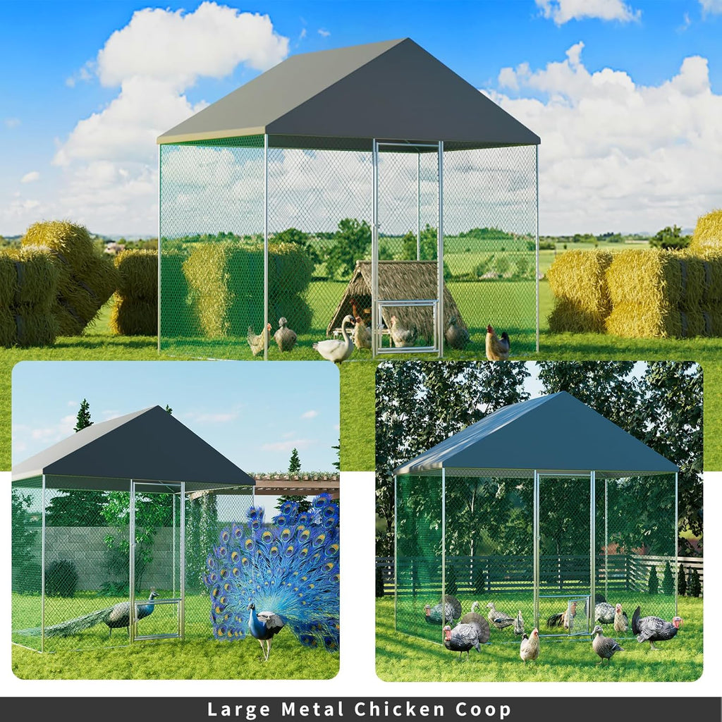 Walk-in Chicken Coop Run with Waterproof UV-Proof Cover M5799