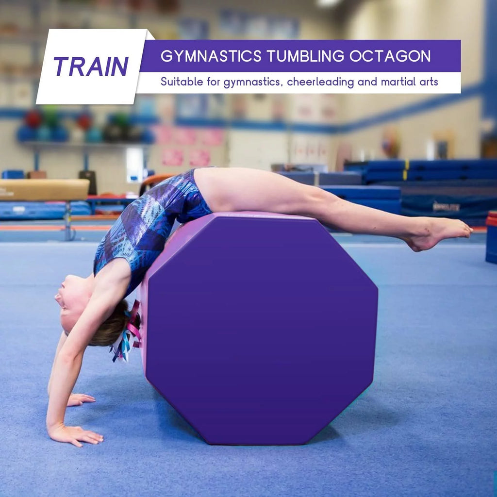Gymnastics Octagon Tumbler Mat 24.4" x 25.6" Back Handspring Trainer for Home Gym Fitness, Pink E3164