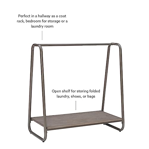 Modern Clothing Rack with Wooden Shelf L200