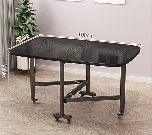 Folding Dining Table with 4 Wheels, Space Saving Movable Kitchen Table O1335