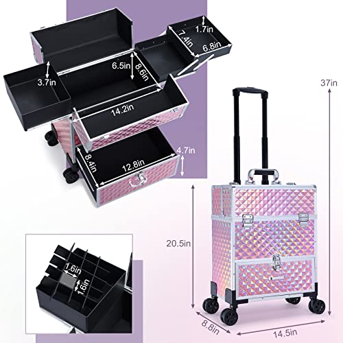 Professional Rolling Makeup Case with Compartments for Cosmetologists G289554