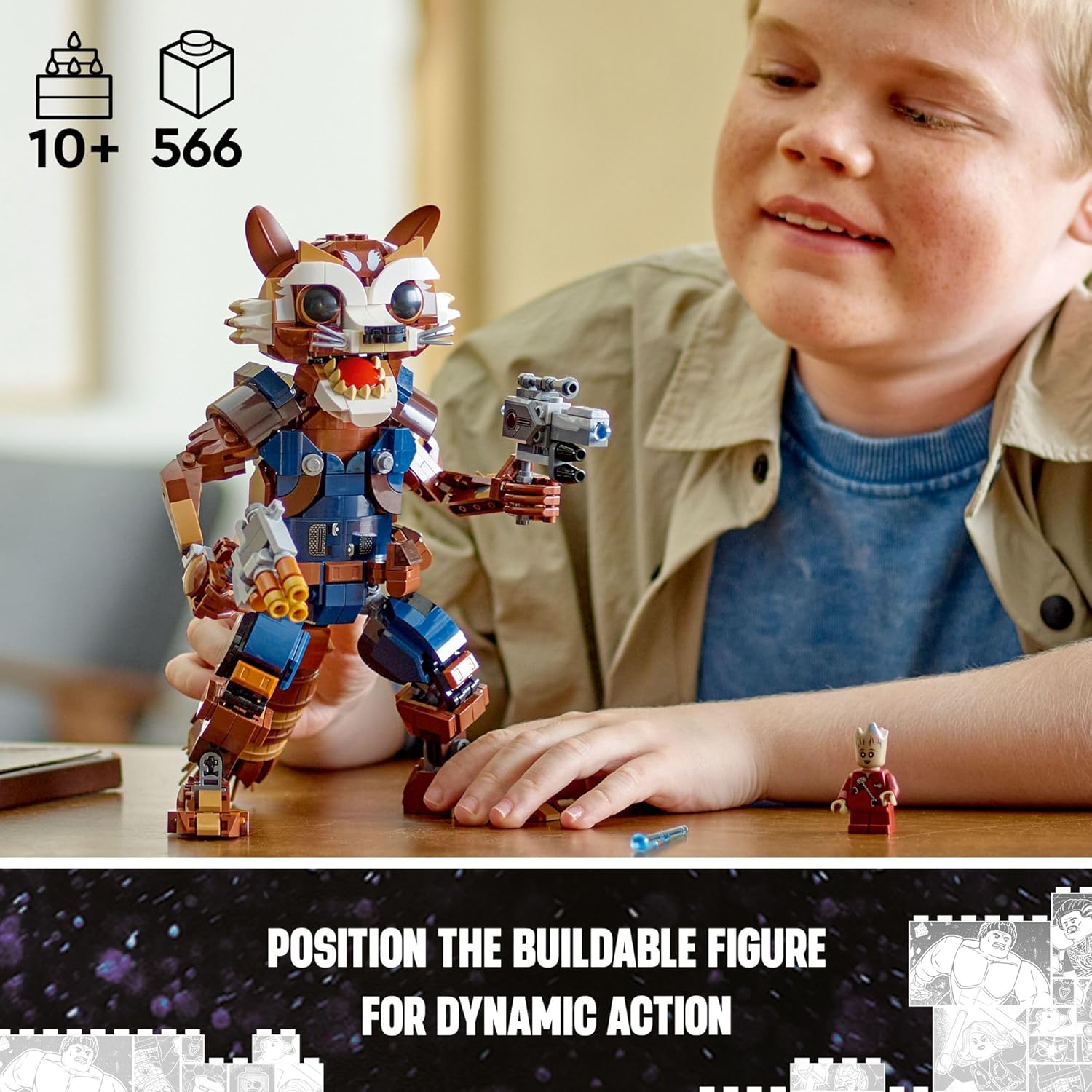 Rocket & Baby Groot Minifigure, Guardians of The Galaxy Inspired Toy, Buildable Action Figure for Kids, Gift for Ages 10 and Up H421746