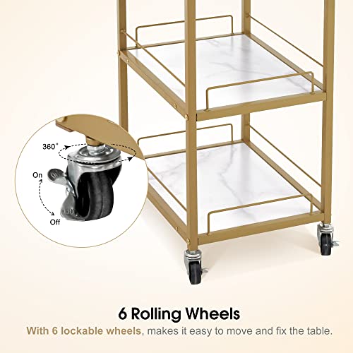 Multifunctional Nail Table with Rolling Wheels, White B14029