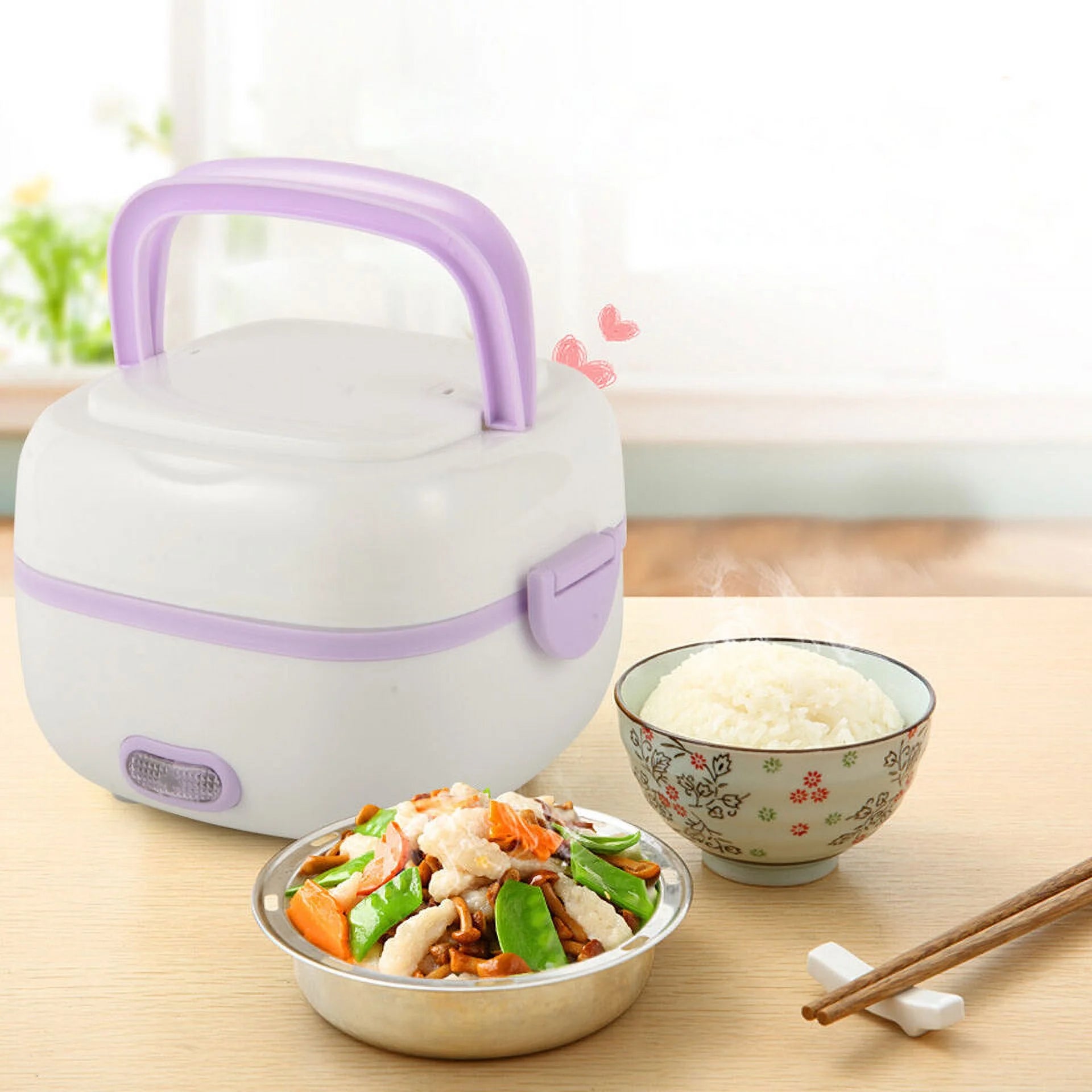 Portable Electric Lunch Box Rice Cooker Food Steamer 1L H84971