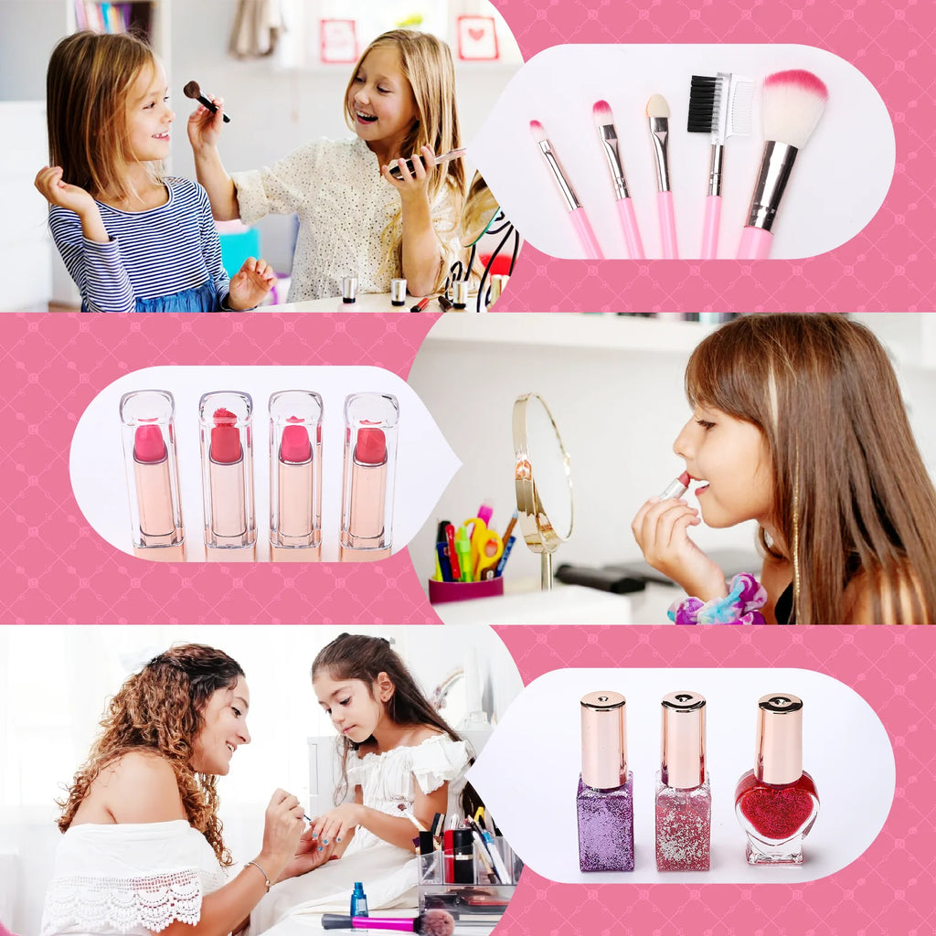 Kids Makeup Kit Toys for Girls, 90 Pcs Washable Play Set, Ages 3-10 D724103
