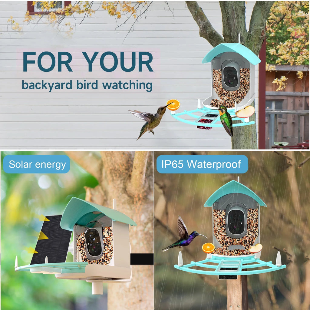 Smart Bird Feeder with Camera, Solar Powered, AI Bird Recognition O61781