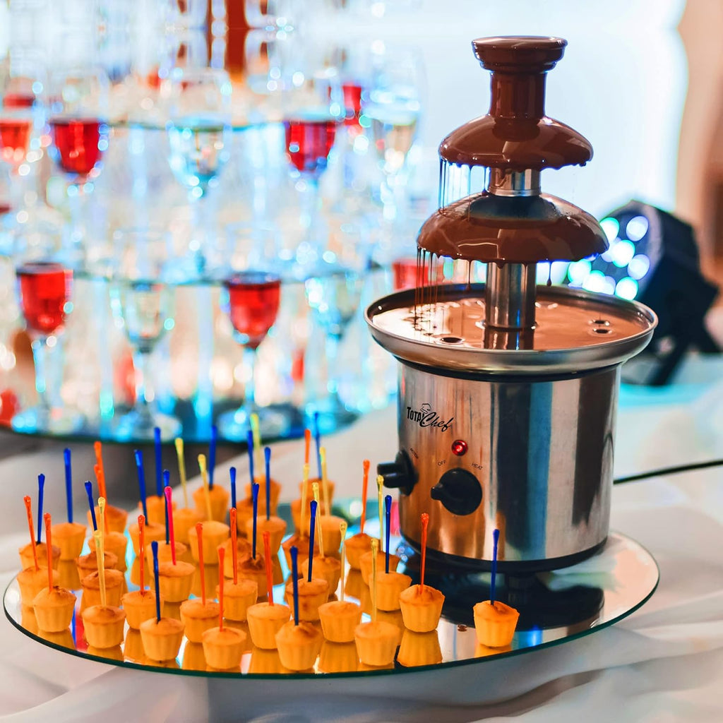 3 Tier Electric Chocolate Fondue Fountain Machine Stainless Steel Adjustable Temperature K8458