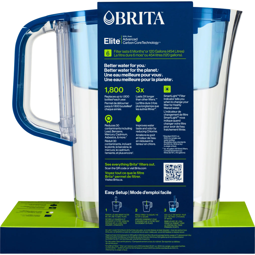 Large 10 Cup Water Filter Pitcher with 1 Elite Filter Z1832