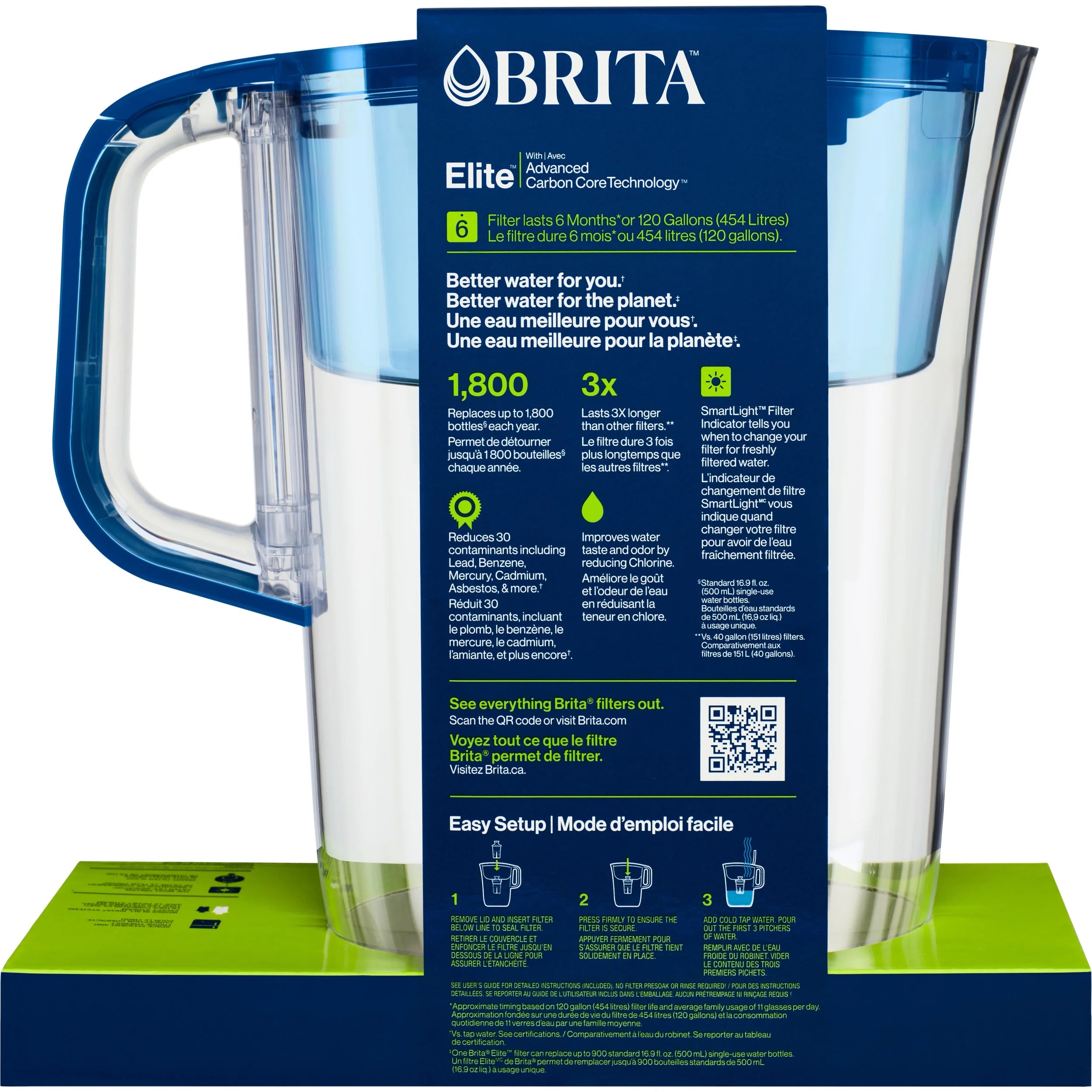 Large 10 Cup Water Filter Pitcher with 1 Elite Filter Z1832
