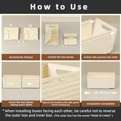 Retractable Plastic Storage Bins with Handles, Stackable Organizer for Closet Kitchen Pantry I31115