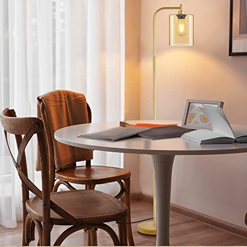Industrial Floor Lamp with Mesh Glass Shade, LED Bulb Included, Foot Switch K167391
