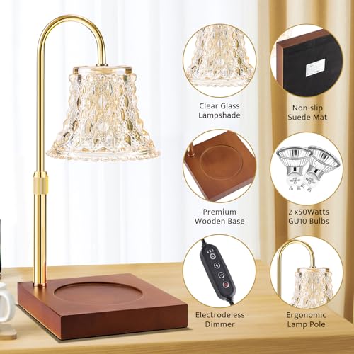 Candle Warmer Lamp with Timer & Dimmer, Adjustable Height, 2 Bulbs W99190