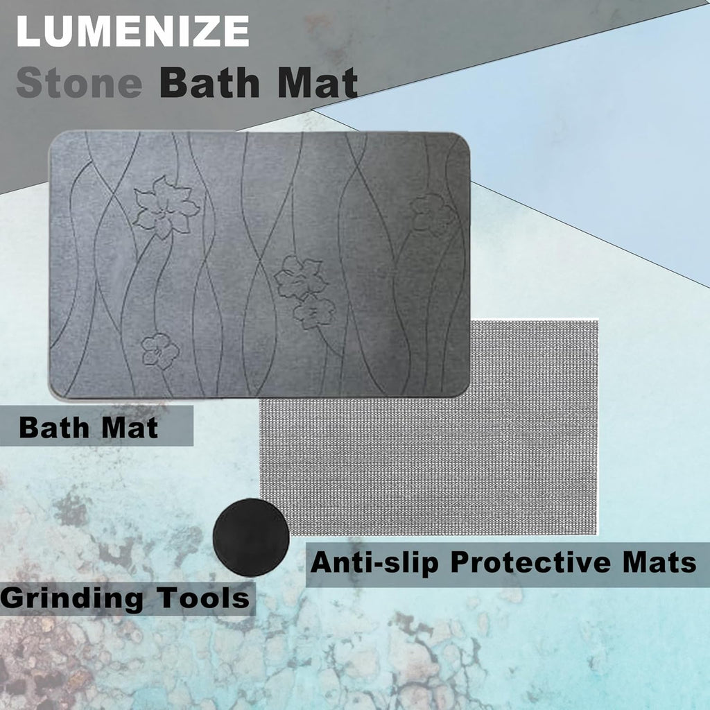 Diatomaceous Earth Bath Mat Large Non-Slip Absorbent Shower Floor Mat H2826