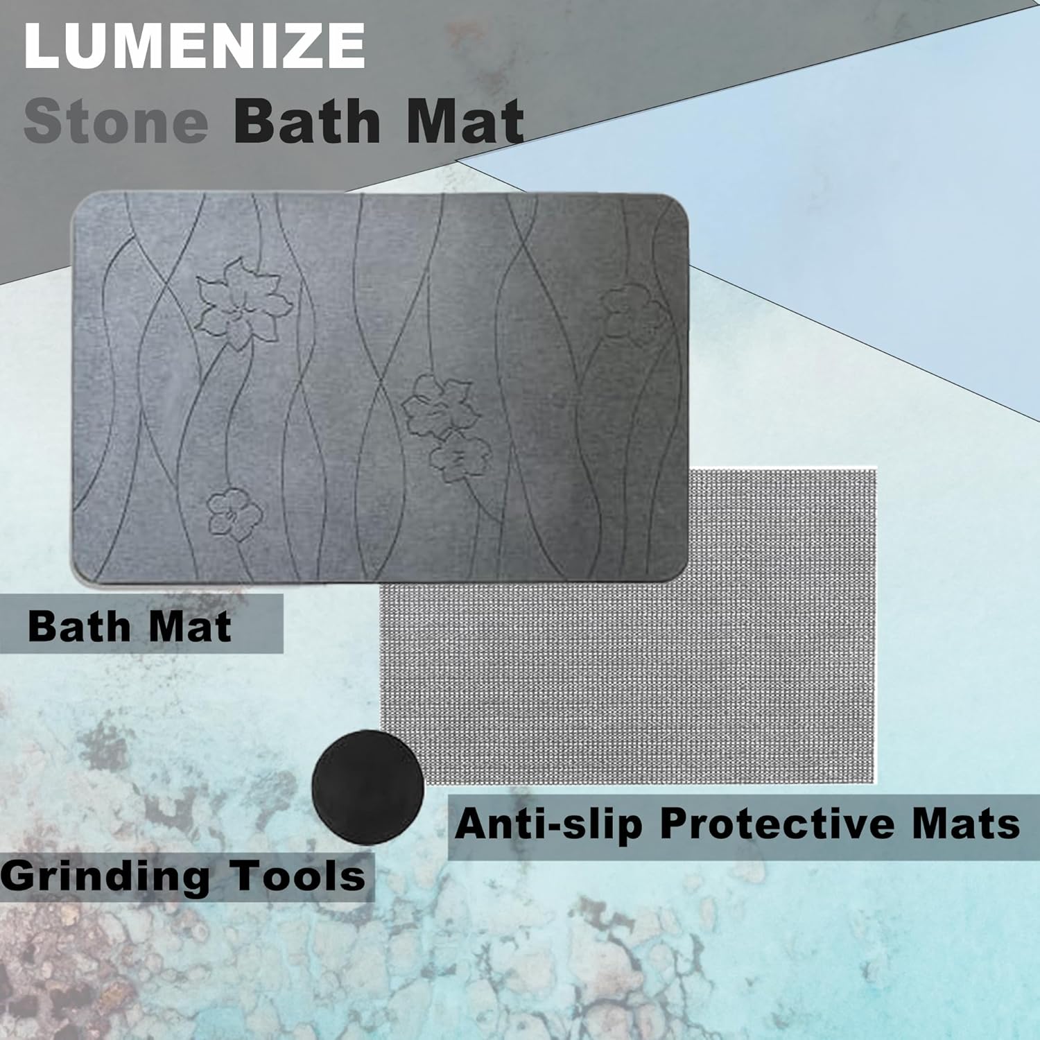 Diatomaceous Earth Bath Mat Large Non-Slip Absorbent Shower Floor Mat H2826