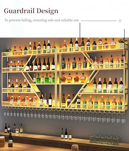 Wall Mounted Metal Wine Rack with LED Light, 3 Tier M60377