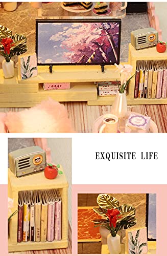 Dollhouse Miniature with Furniture Kit, Handmade DIY House Model Gift F854