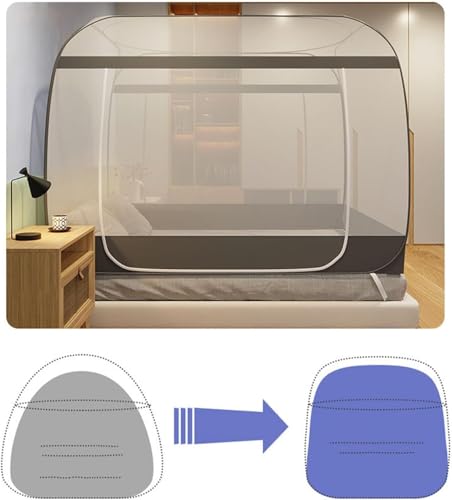 Folding Mosquito Net Tent for Beds, Pop Up Portable Netting, Full Bottom Square Top, Blue Y62935
