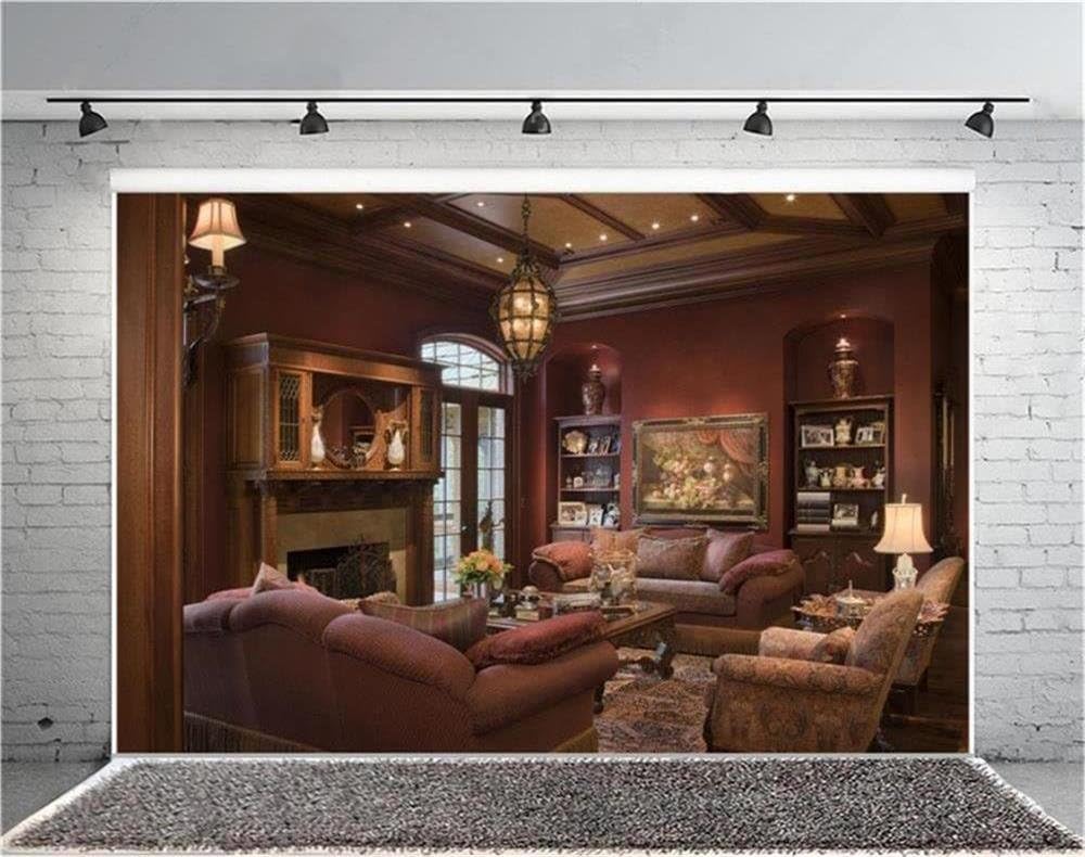 Luxury Living Room Background Royal Aristocratic Couch Sofa Photography Backdrop Vintage Fireplace Classic Interior Furniture Home Lifestyle Estate Modern Residence Photo Studio Props L328