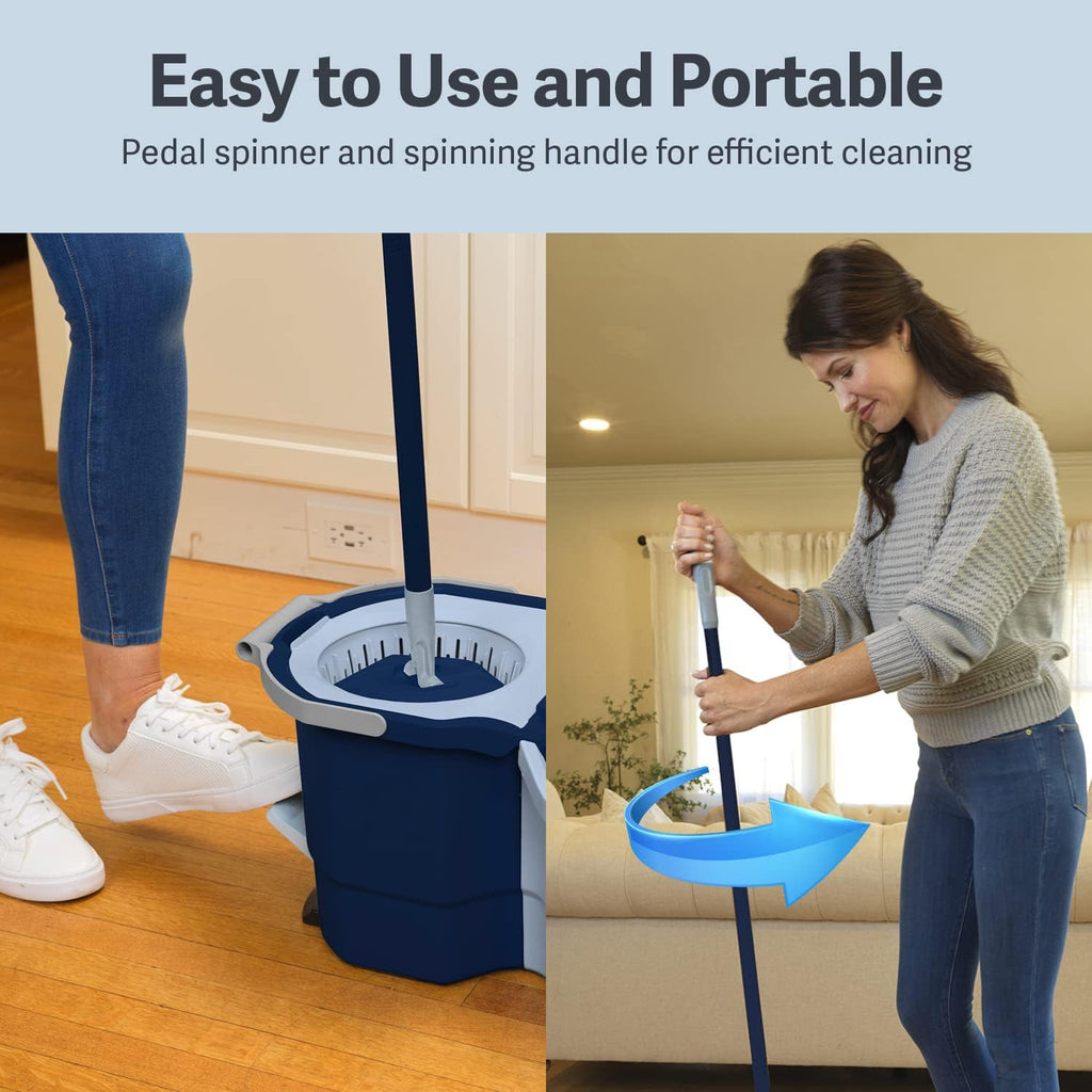 2-Bucket Spin Mop and Mopping Bucket Set with Refill M39601