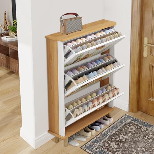 Shoe Cabinet with 3 Drawers, Wooden Entryway Organizer O45951