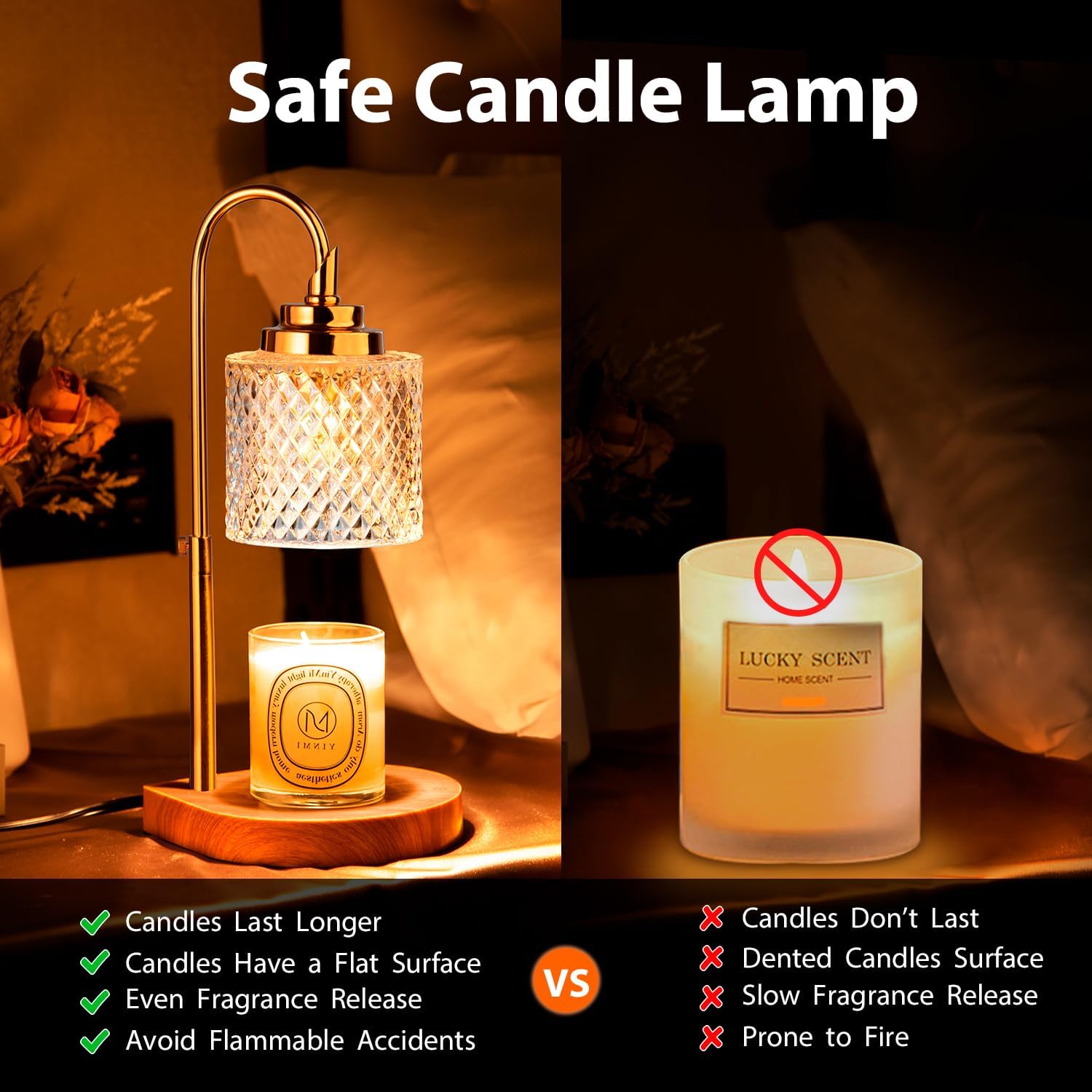 Candle Warmer Lamp with Remote Control, 4-Level Dimming, Height Adjustable C468