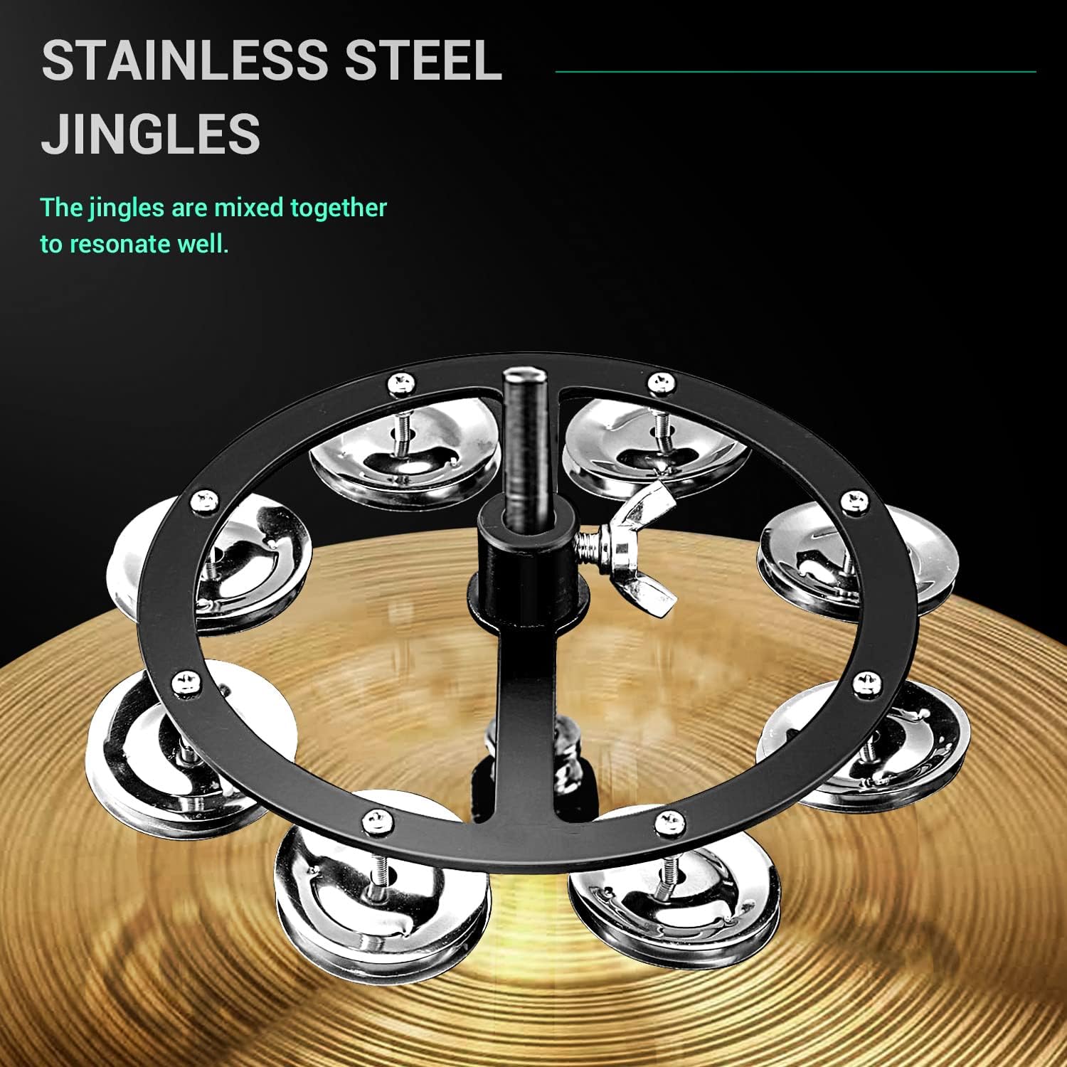 5.5" Mountable Hi-hat Tambourine with 8-Pair Steel Jingles U510