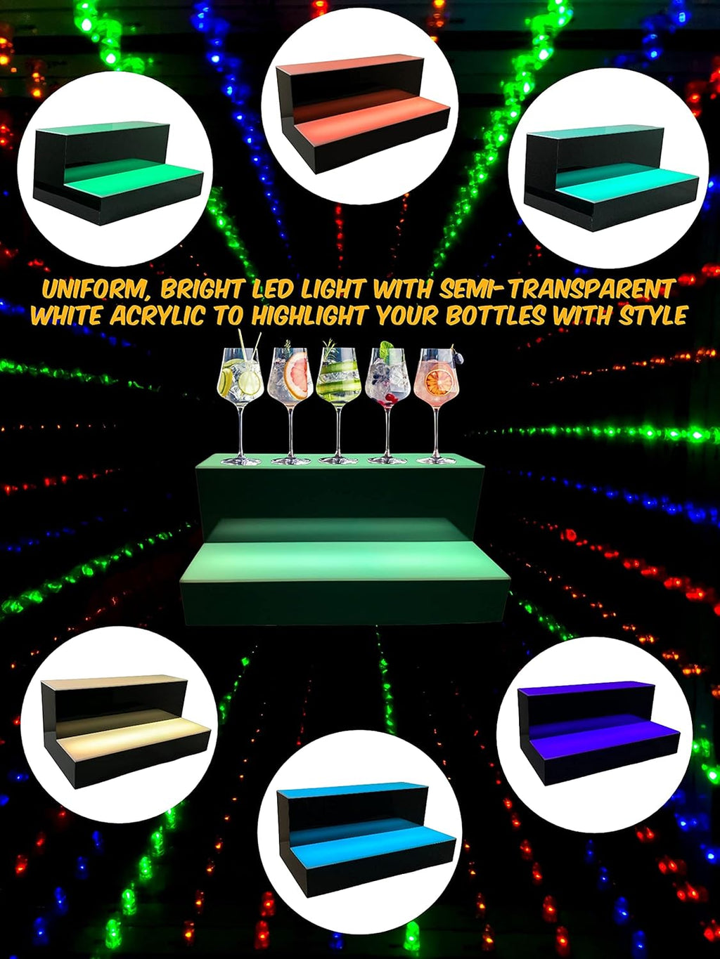 LED Bottle Display Shelf with Multicolor Light W37922
