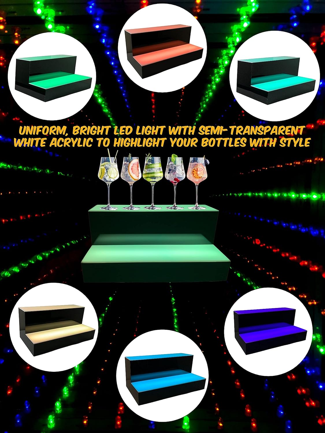 LED Bottle Display Shelf with Multicolor Light W37922