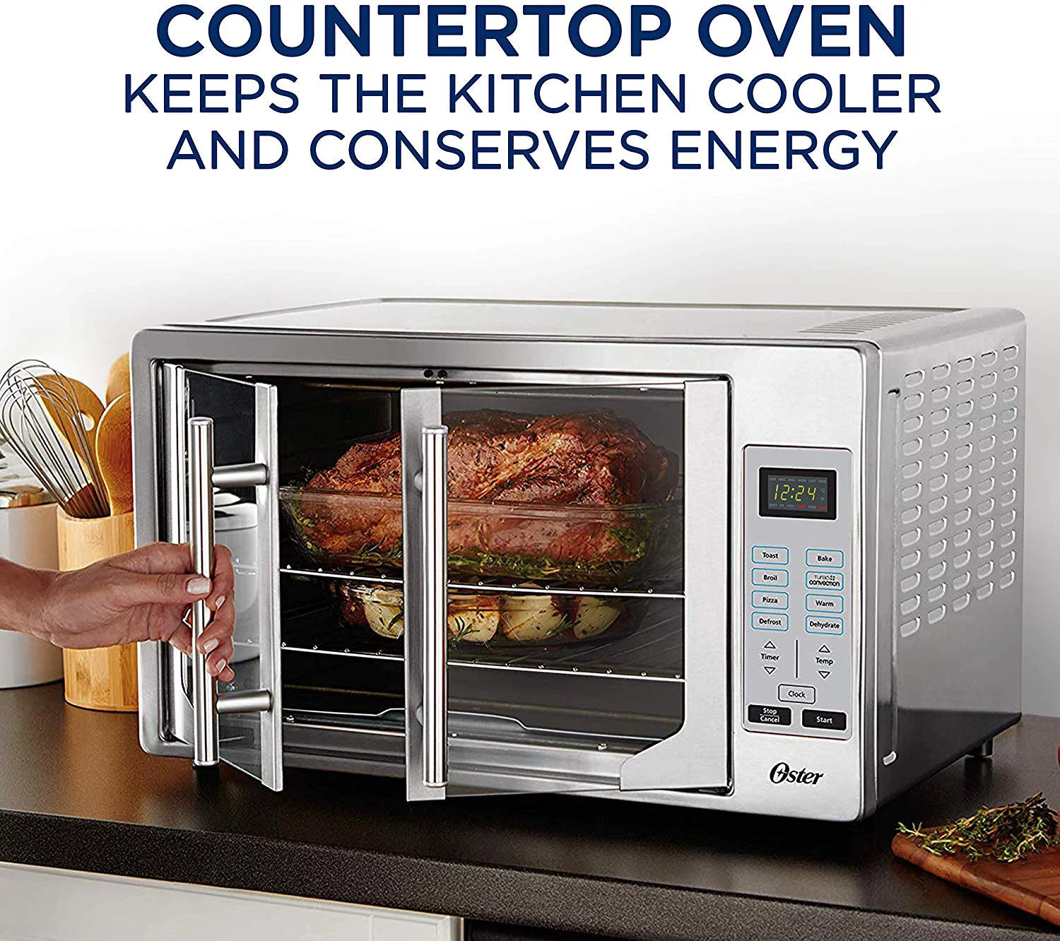 Air Fryer Toaster Oven, 10-in-1, XL Fits 2 Pizzas, Stainless Steel K876997