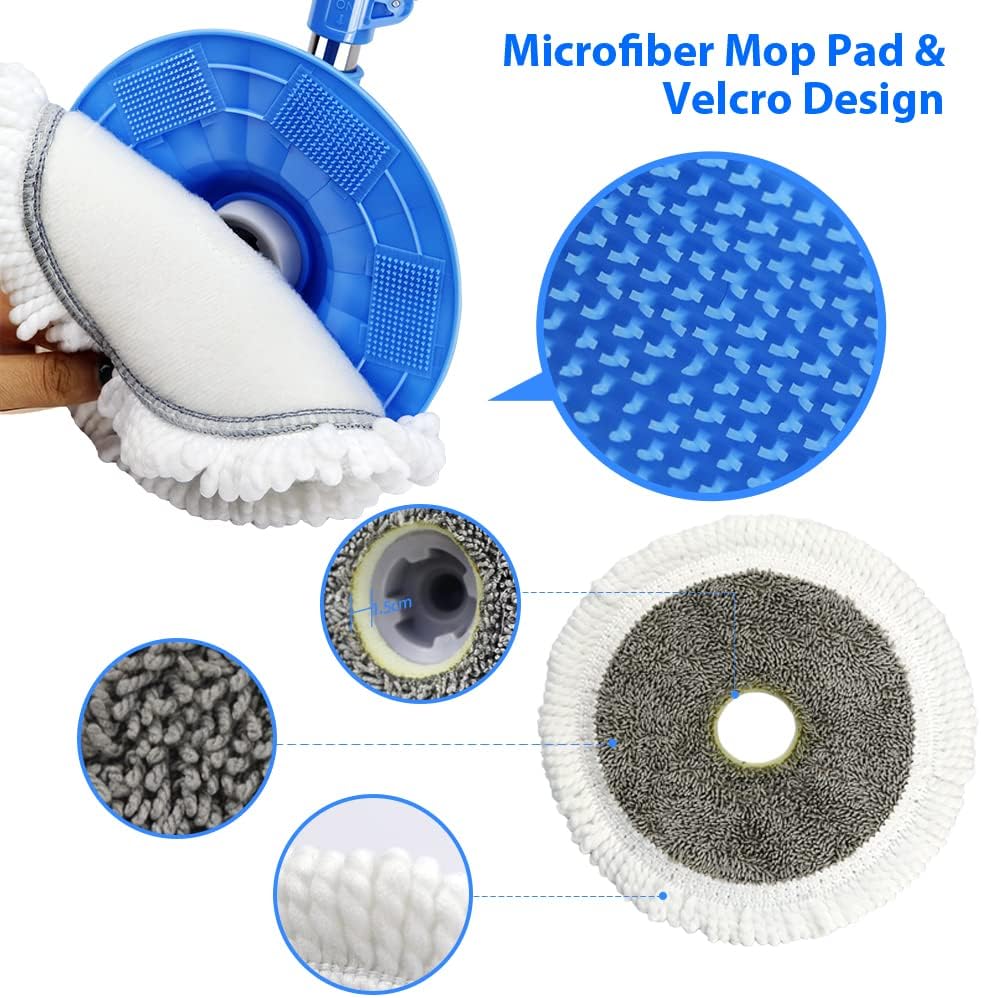 Spin Mop and Bucket with Wringer Set, Microfiber Floor Cleaning System for Hardwood Laminate K3917