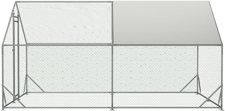 Large Metal Chicken Coop Walk-in Poultry Cage with Waterproof Cover N240127