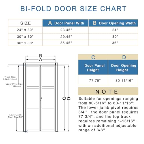 Mirrored Bi-Fold Door 30" x 80" with Hardware Kit P717