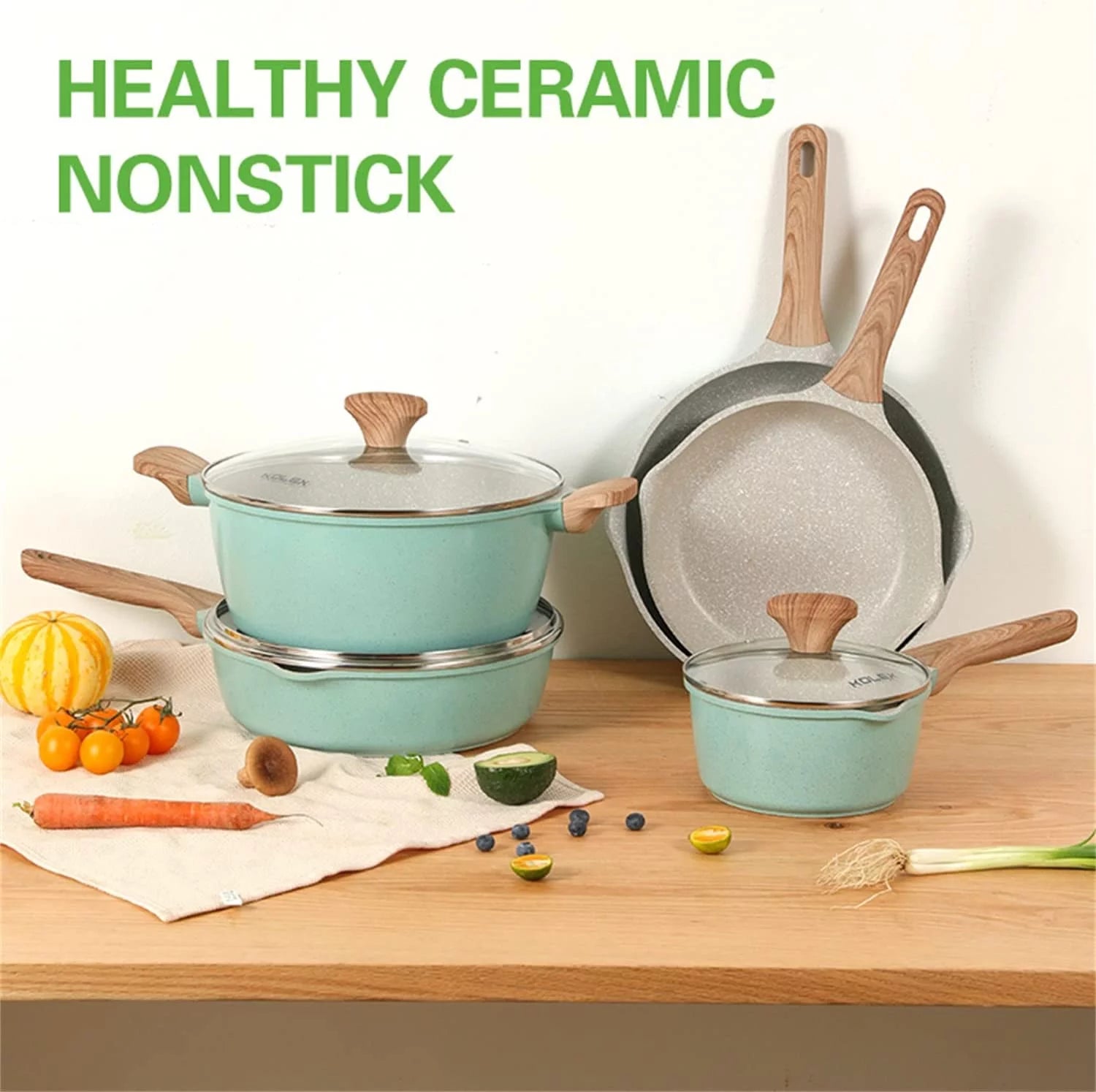 Nonstick Cookware Set 12-Piece with Granite Coating N31883