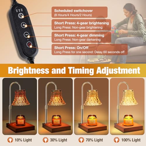 Candle Warmer Lamp with Timer & Dimmer, Adjustable Height, 2 Bulbs W99190