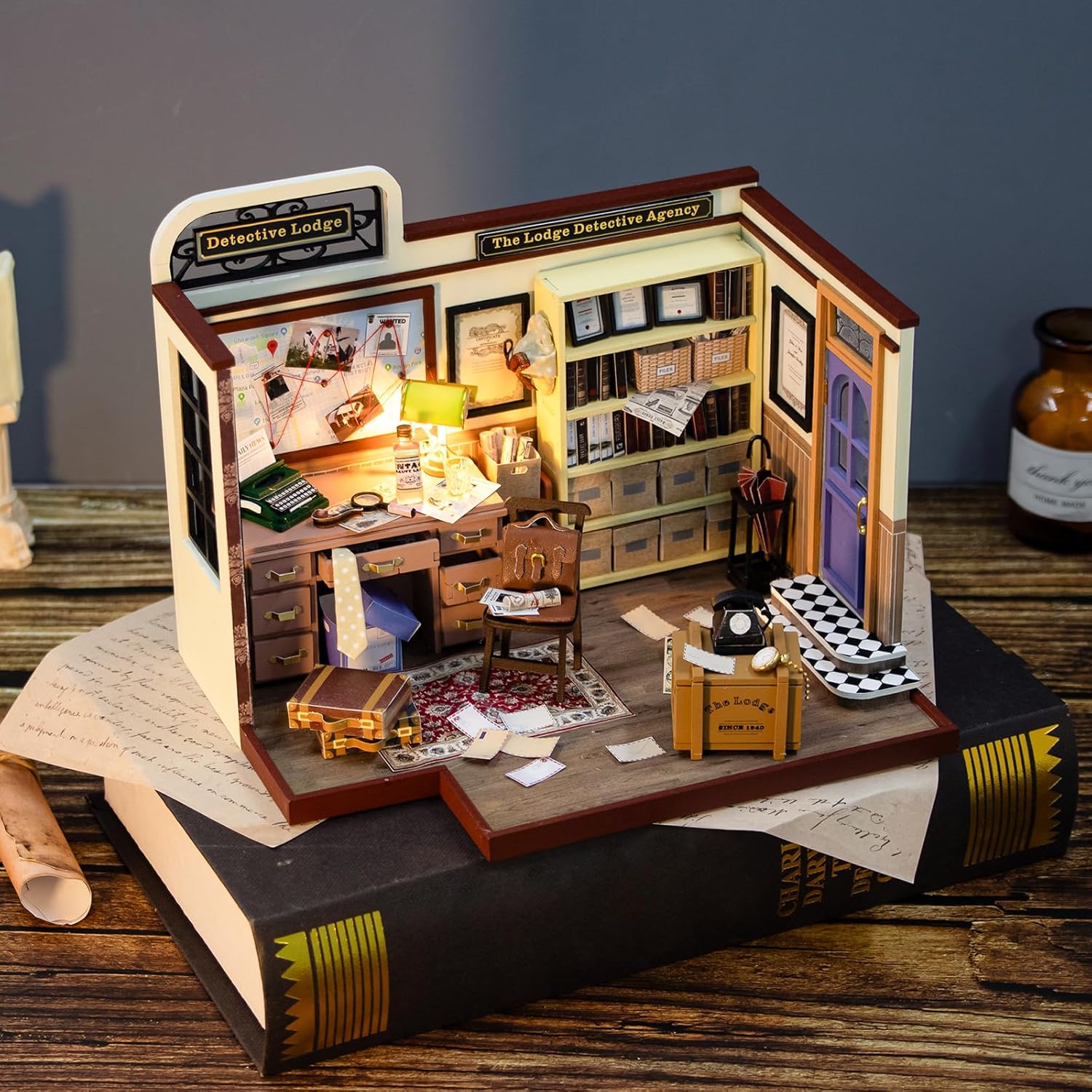 DIY Miniature House Kit with Furniture, 3D Wooden Dollhouse Model V836