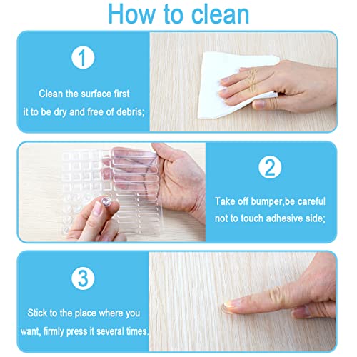 Cabinet Door Bumpers, 122 PCS Clear Self-Adhesive Rubber Pads, Multi-Shape for Furniture H1606