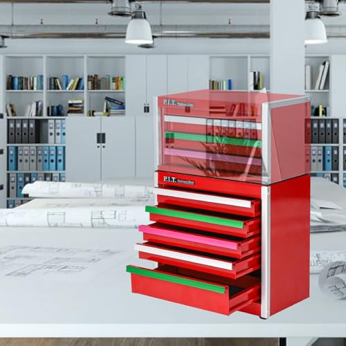Mini Red Tool Box, Portable 5-Drawer Steel Storage Case for Home DIY G558407