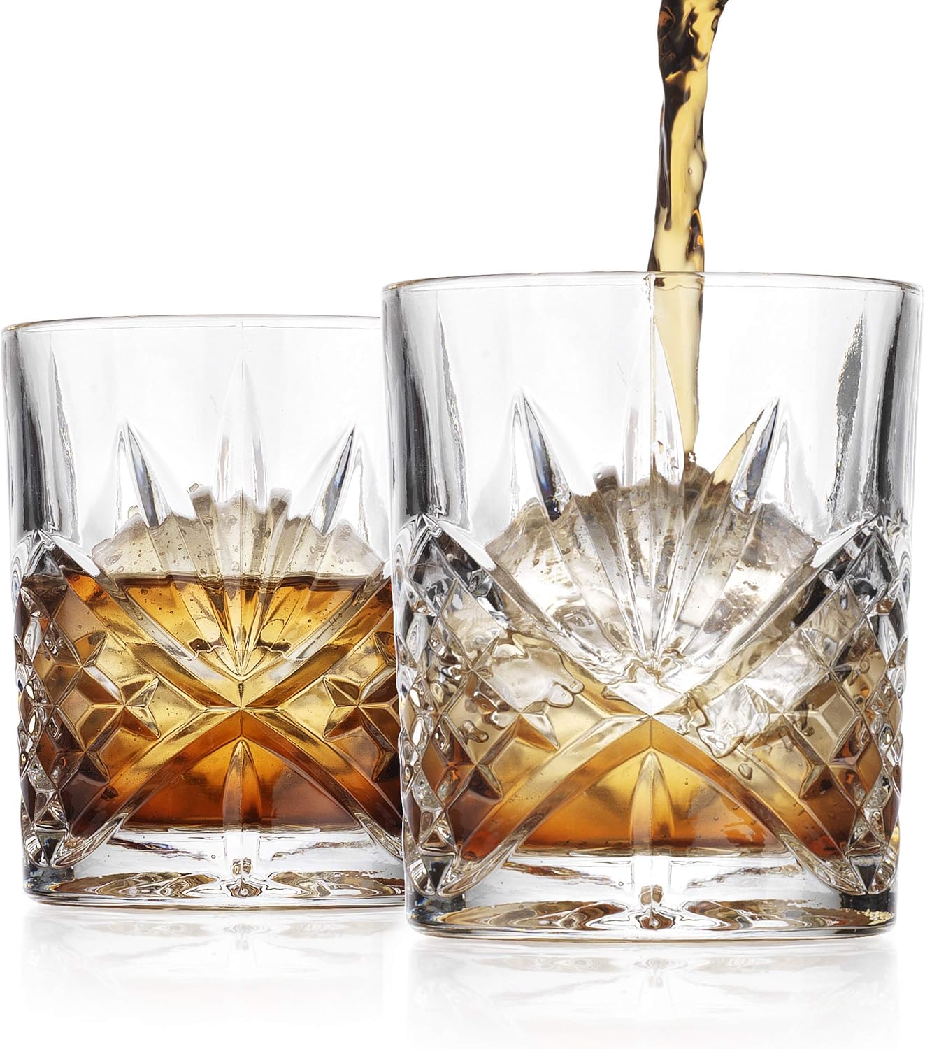 Whiskey Glasses with Ice Ball Sphere Mold, Set of 2 Q28746